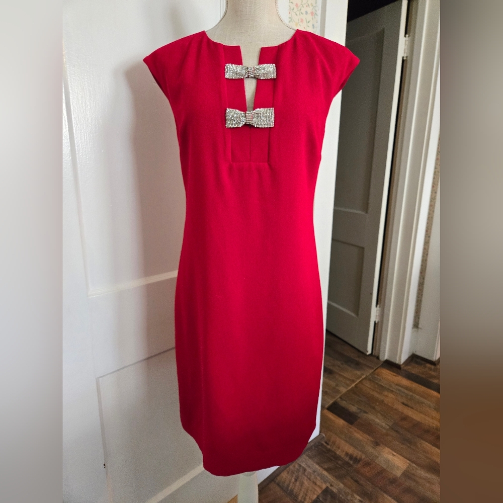 Trina Turk Red Dress with Silver Accents